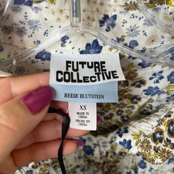 NWT Women's Floral Print Long Sleeve Ruched Button-Up Reese Bulstein Xs #497 - Picture 9 of 12